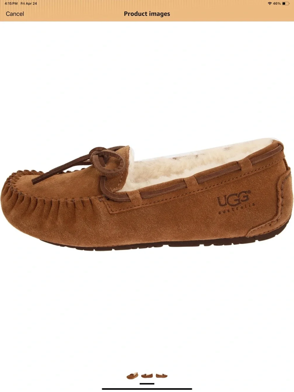 UGG Chestnut Suede Moccasin Slipper with Shearling Lining